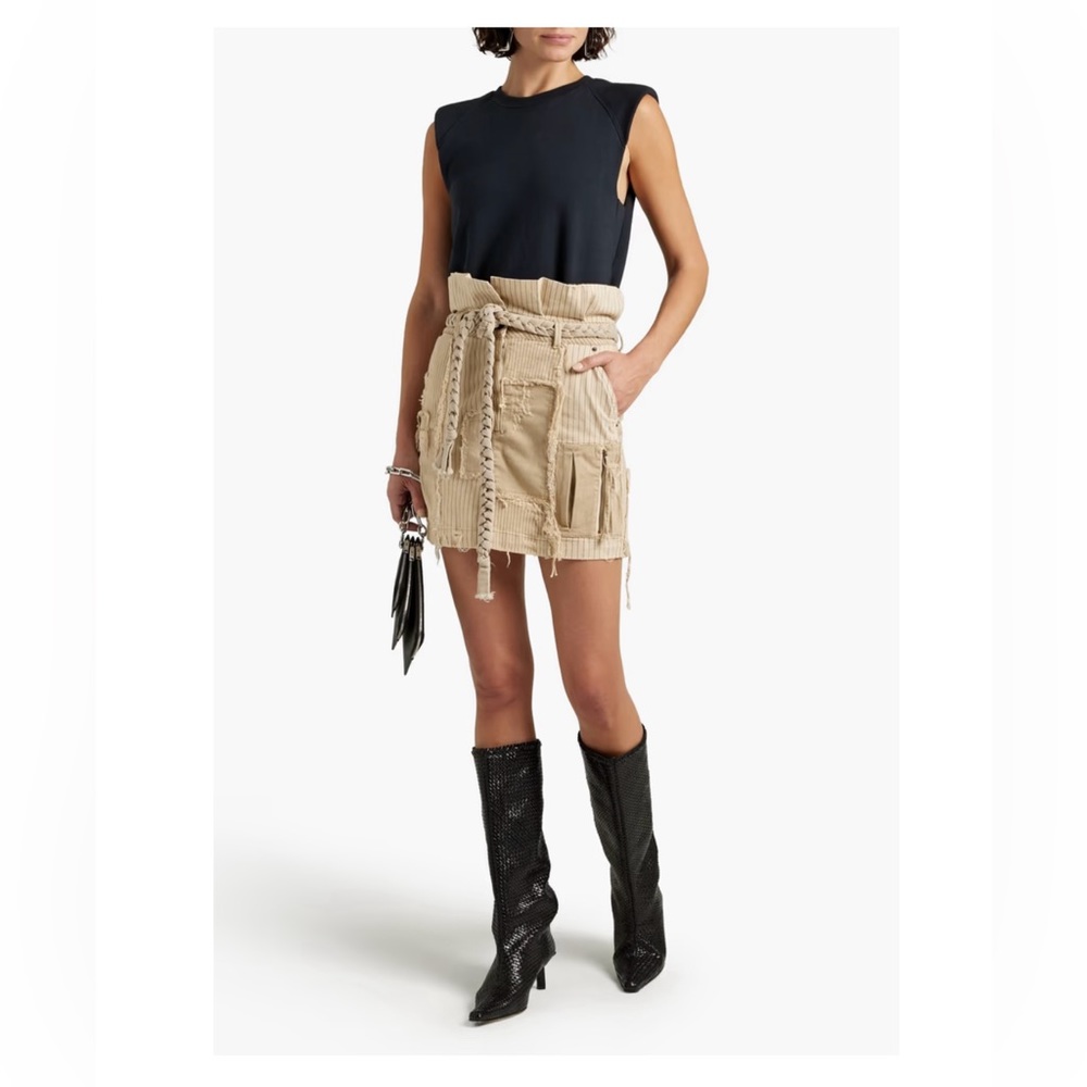 BRAND NEW SER.O.YA Haley distressed patchwork effect denim mini skirt